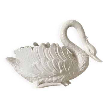 Grand cache pot cygne en céramique Bassano Italie