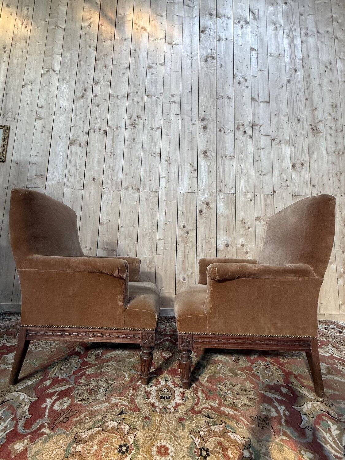 Pair of Louis XVI style armchairs