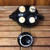 Old vintage black ceramic elephant shaped teapot #a474