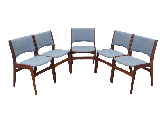 Set of five rosewood chairs, Danish design, 70s, made by Henning Kjaernulf