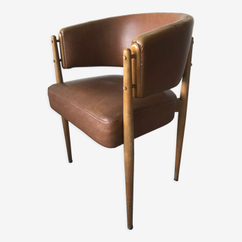 Brown skai armchair circa 1950