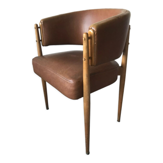 Brown skai armchair circa 1950