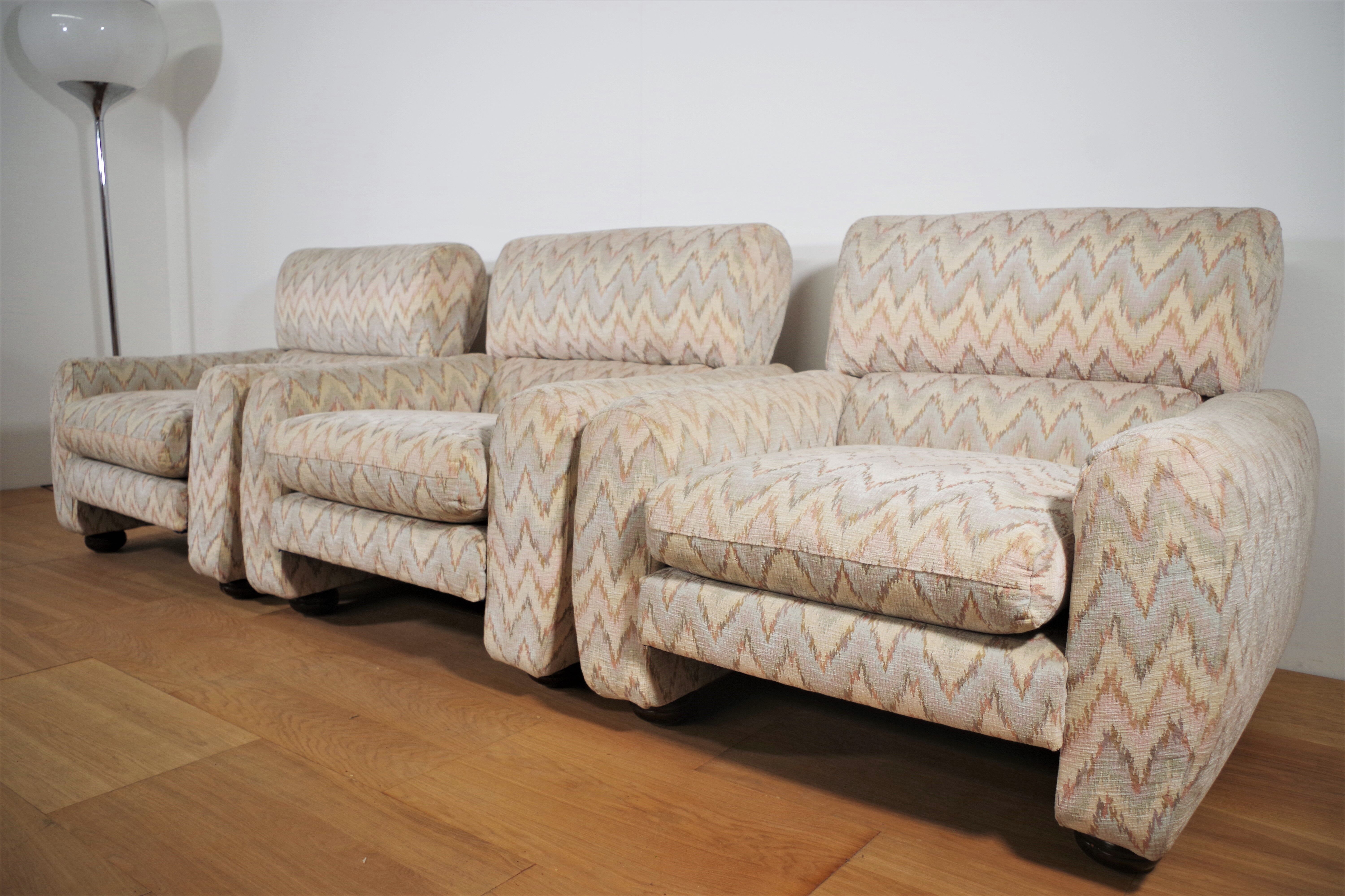 Missoni armchairs, 1970s, set of 3