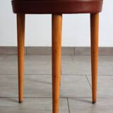 Baumann low stool from the 60s in brown leatherette