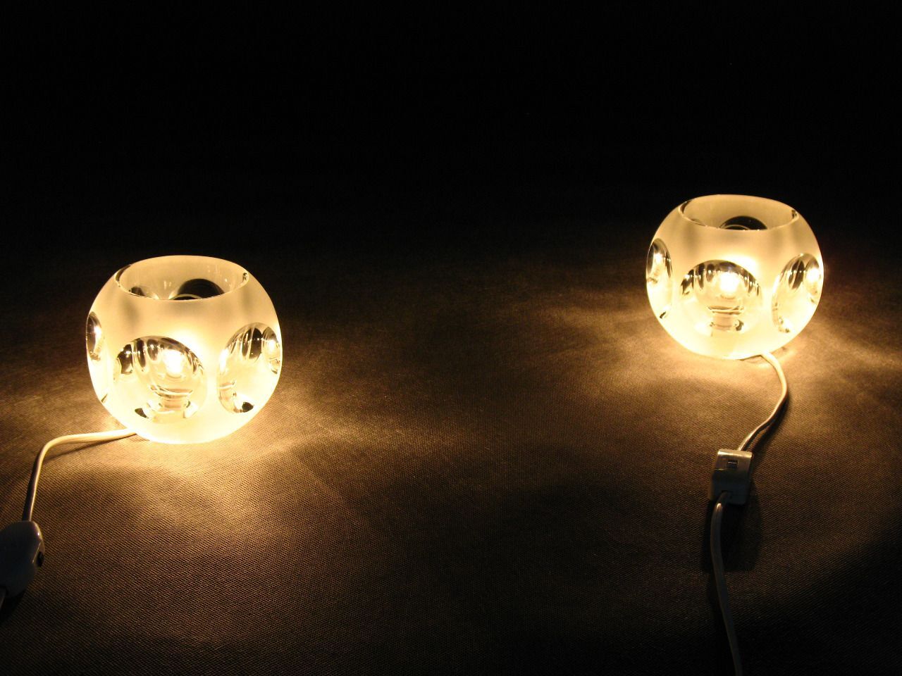 Lampes de table en verre de Peill et Putzler, années 1970, Ensemble de 2