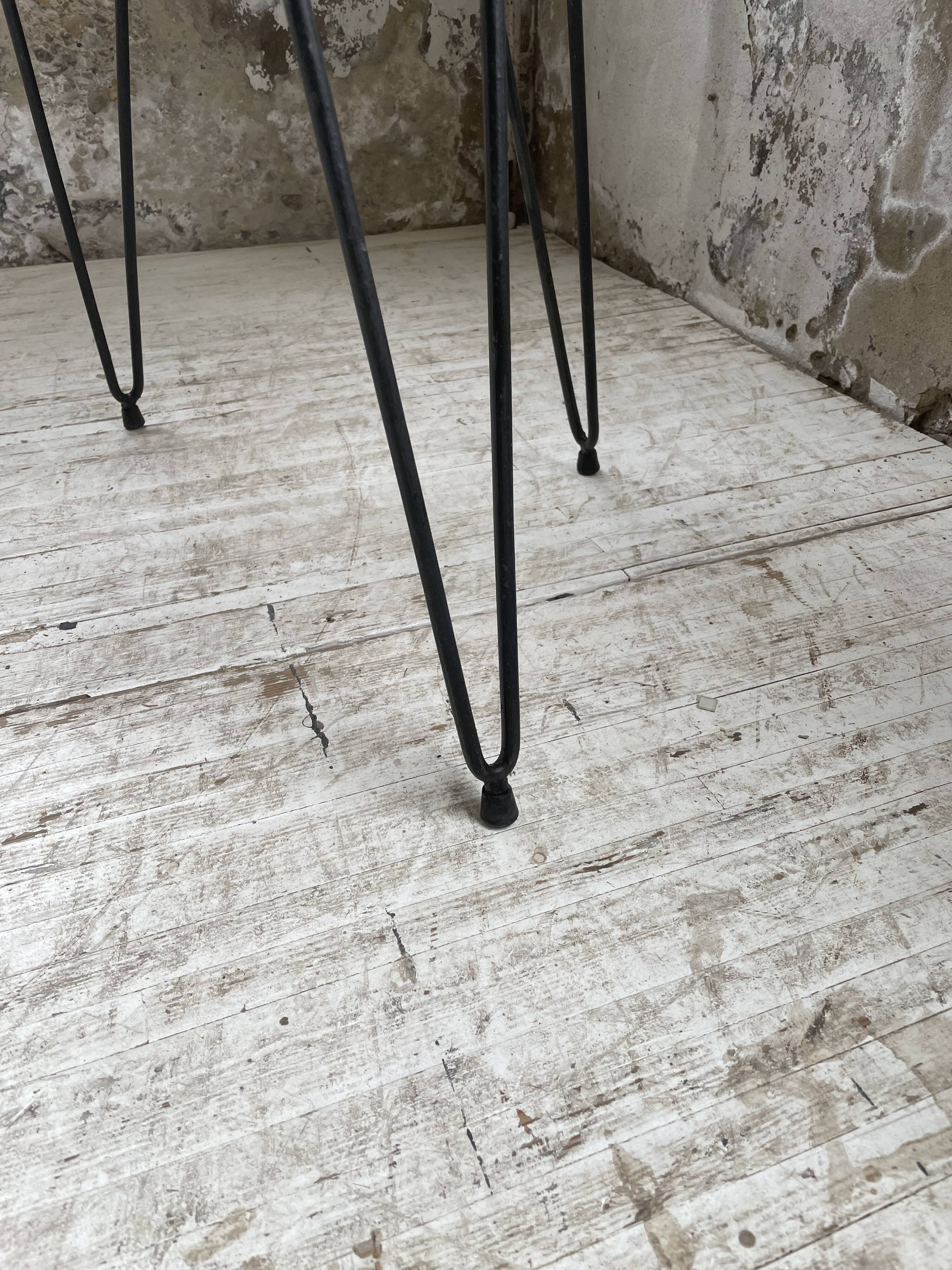 Wicker and metal coffee table from the 1950s