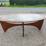 Oval Teak Astro Coffee Table with Glass Top by Victor Wilkins for G-Plan, 1960s