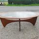 Oval Teak Astro Coffee Table with Glass Top by Victor Wilkins for G-Plan, 1960s