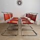 Lot 6 tubular chairs S33 design Mart Stam vintage cognac leather from the 70s