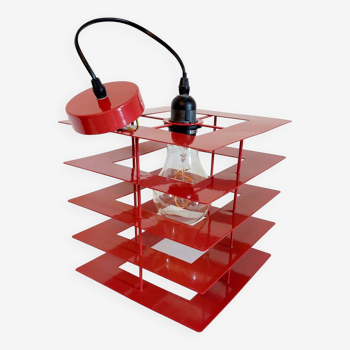 Designer red metal pendant light