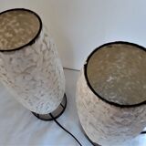 Paire de lampes de table- coquilles "argent" / blanc perle