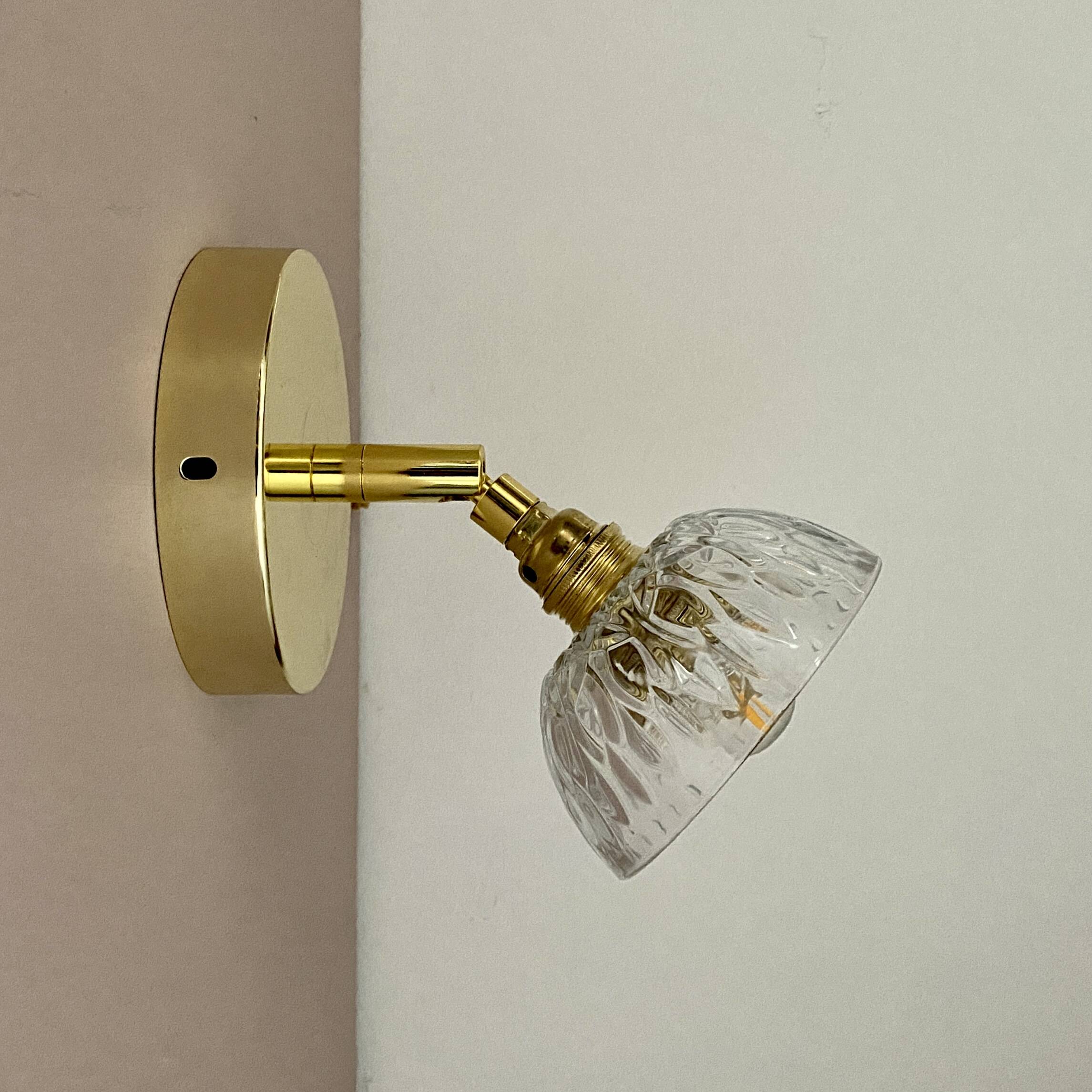 Vintage molded glass lampshade wall light