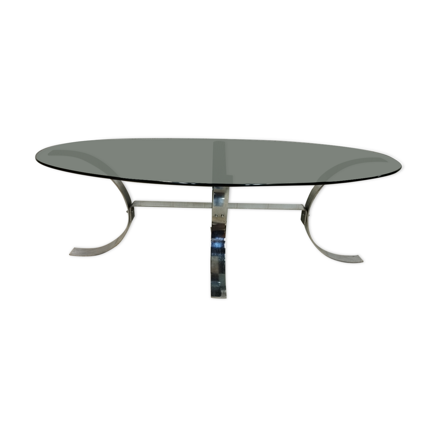 Table basse vintage chrome et verre fumé
