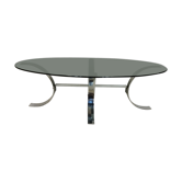 Vintage coffee table chrome and smoked glass