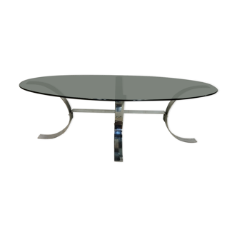 Vintage coffee table chrome and smoked glass