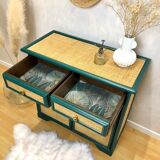 Rattan chest of drawers 70s