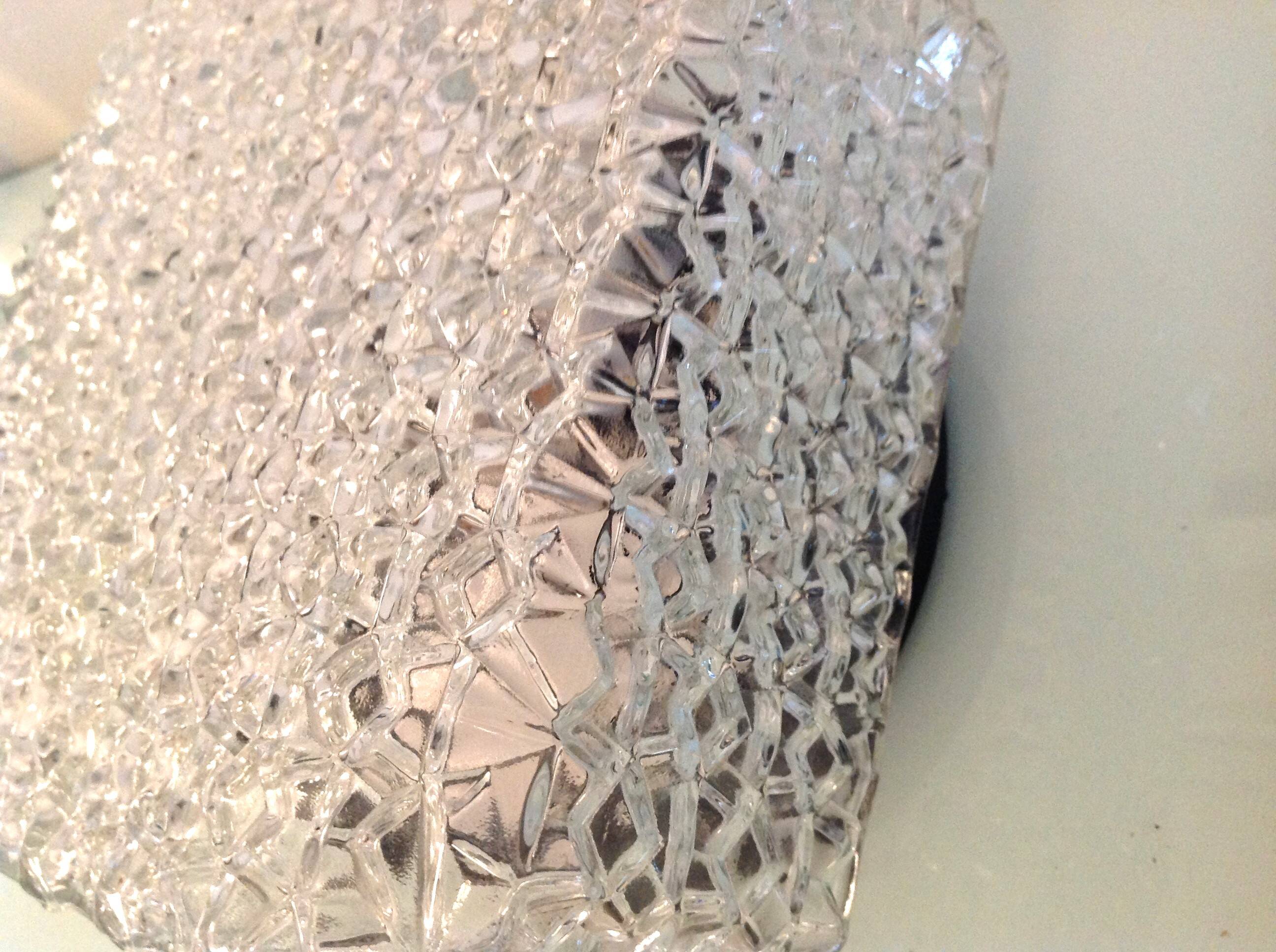 Square diamond-tipped glass ceiling light by RZB Leuchten / vintage 60s-70s