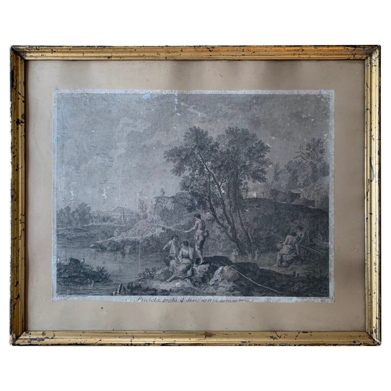 Francesco Zuccarelli, fishing scene, engraving, eighteenth century