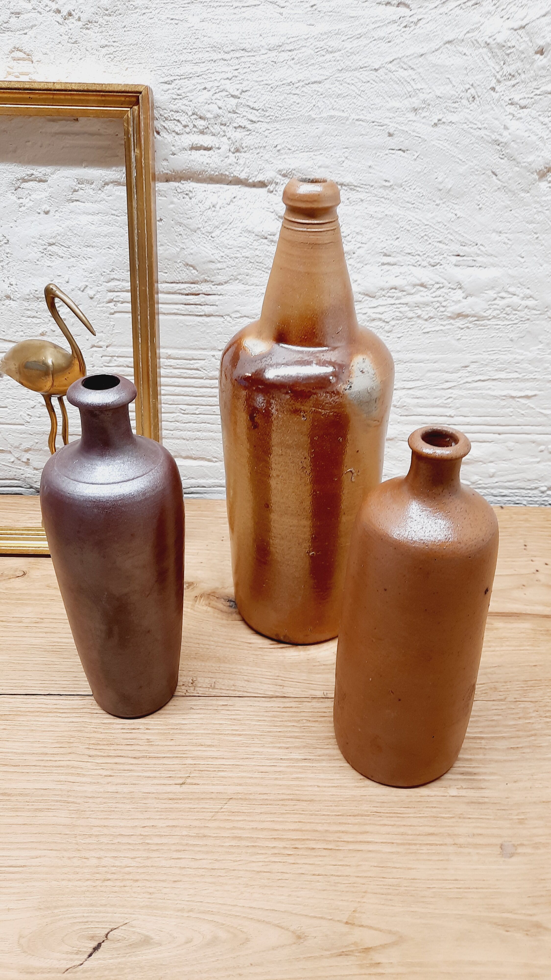 Lot de 3 bouteilles en grès