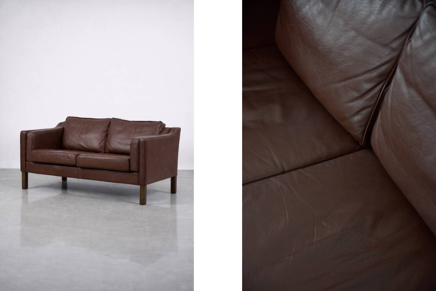 Vintage Mid-Century Scandinavian Modern Brown Leather Sofa, 1970s