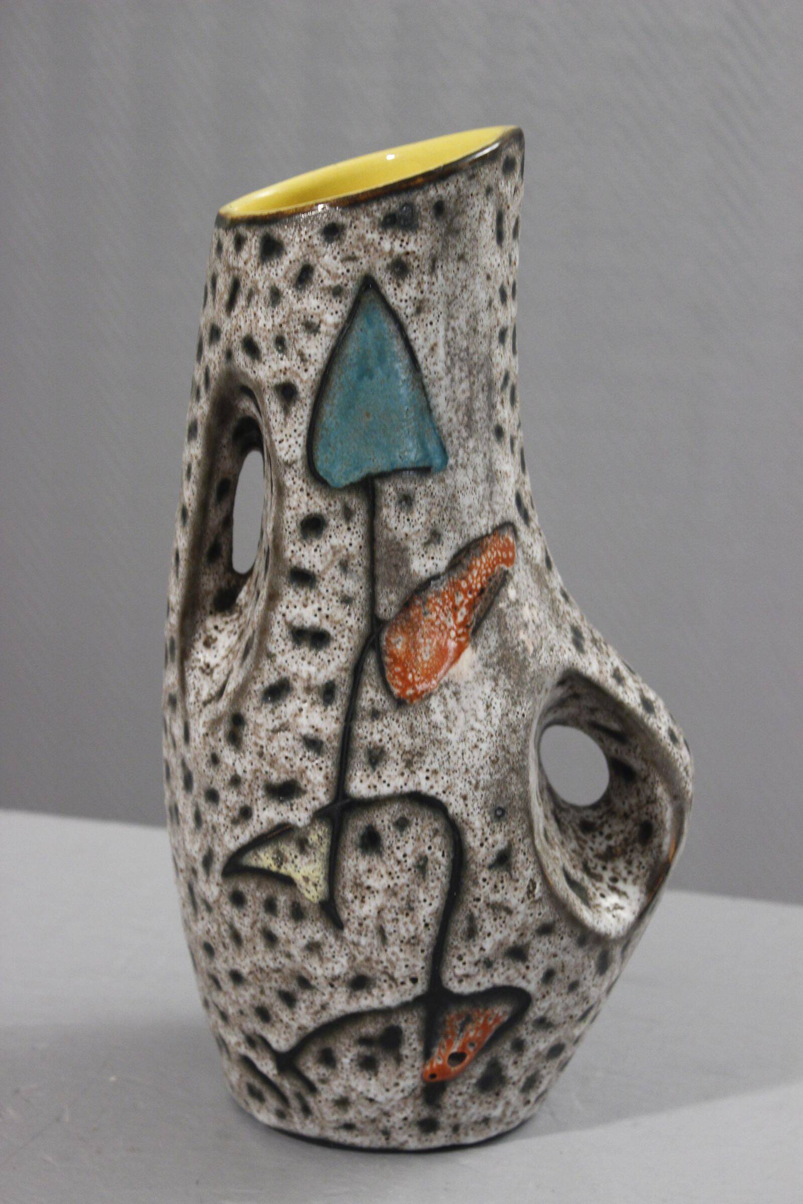 Marius Bessone in Vallauris large free-form vase with abstract decoration 1950s