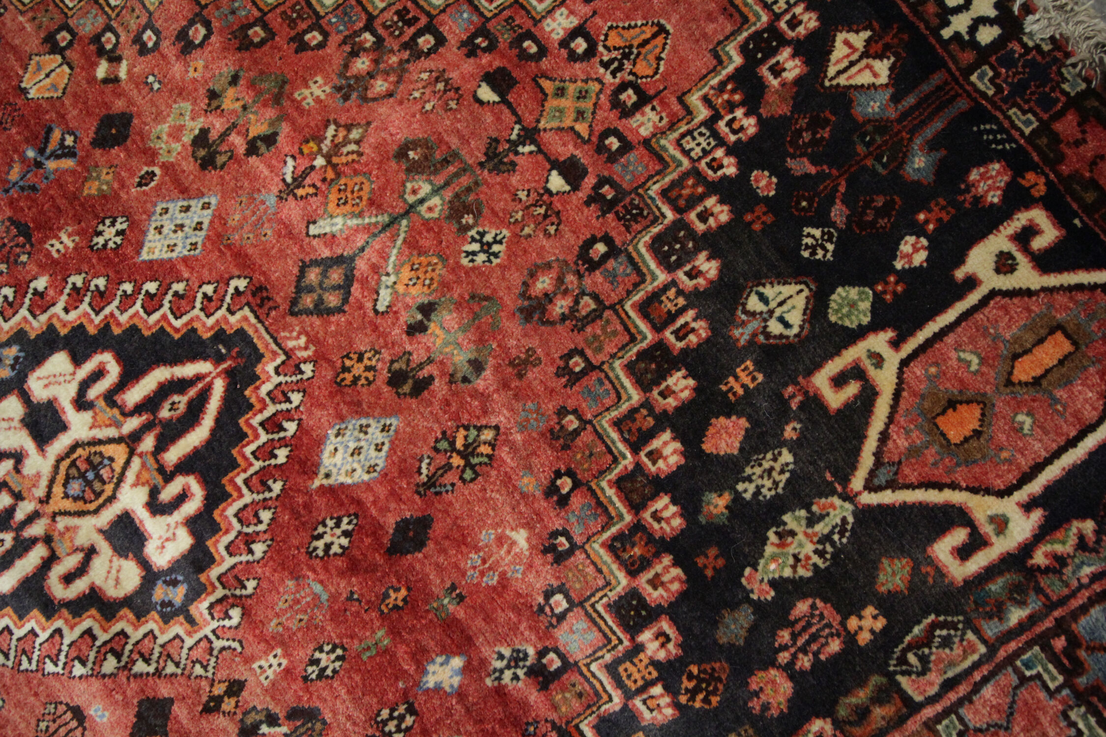Vintage Persian Qashqai Handmade Wool Shiraz Rug- 119x243cm