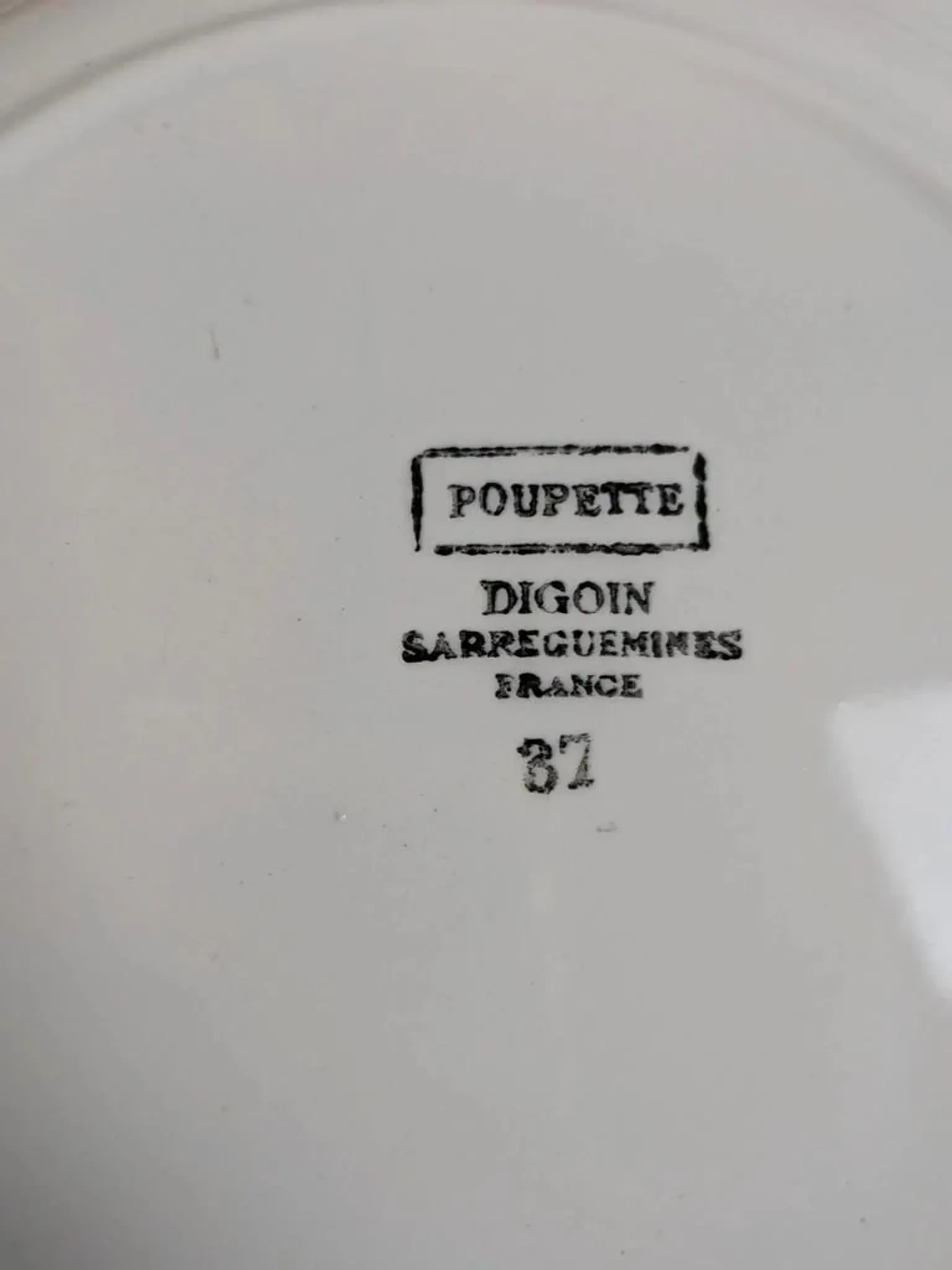 Set of 9 flat plates in ironstone Digoin Sarreguemines – Poupette model – Vintage