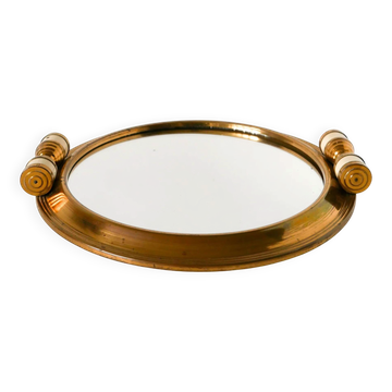 Golden brass mirror plateau, 1950