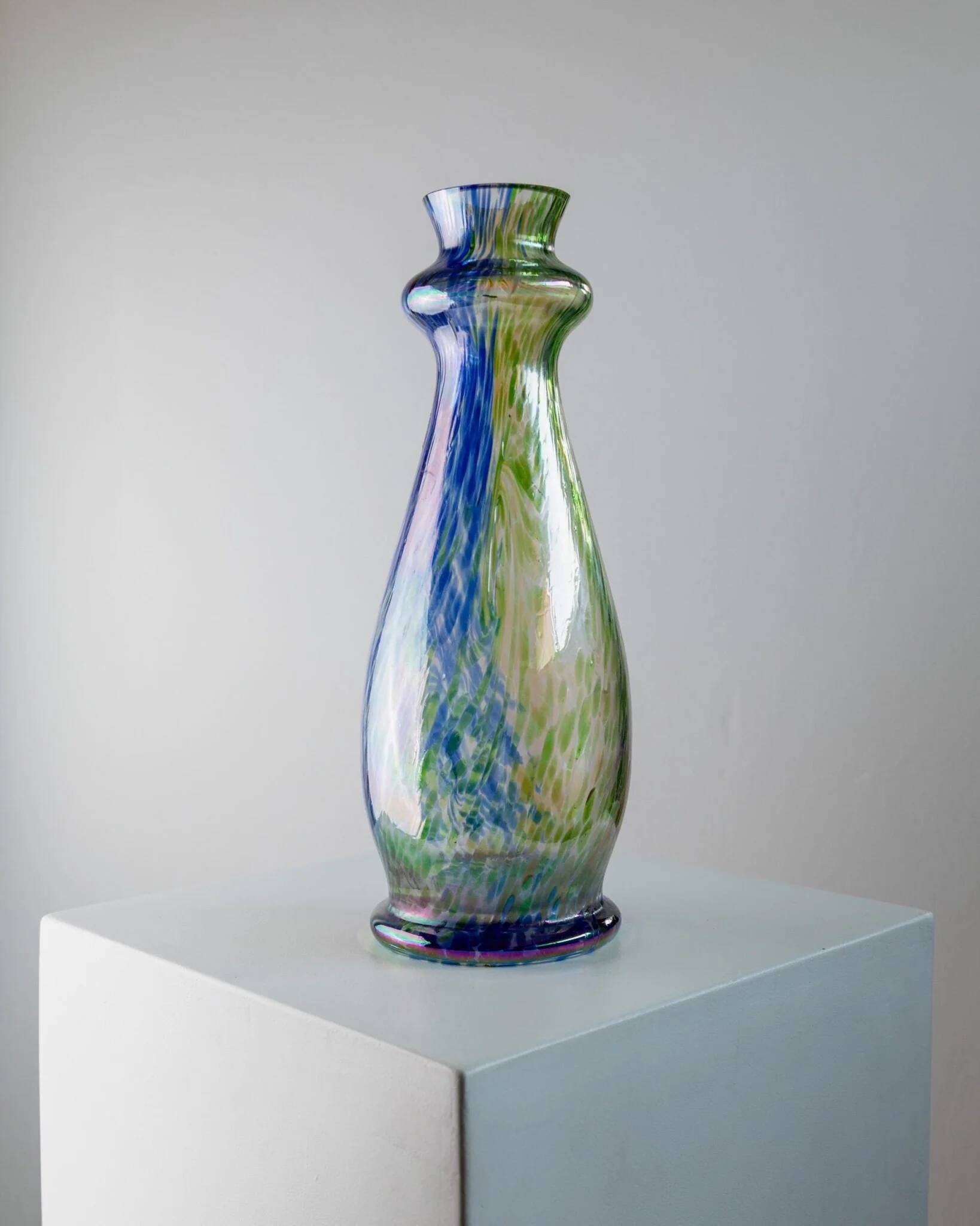 Large Vintage Murano Glass Vase in Multicolor Iridescent Pastel Glass – Italian Art Glass, 1970s
