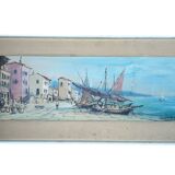 Aquarelle,  tableau vintage encadré, signé