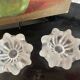 Set of 2 reversible molded glass candle holders
