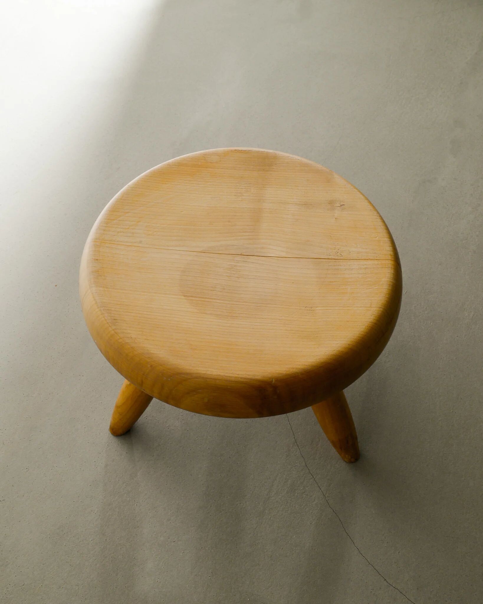 French Mid Century Wooden Berger Tripod Stool by Charlotte Perriand, 1960s