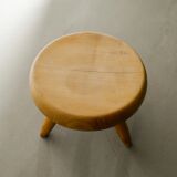 French Mid Century Wooden Berger Tripod Stool by Charlotte Perriand, 1960s