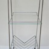 Étagère sellette verre métal chromé porte-revues années 70