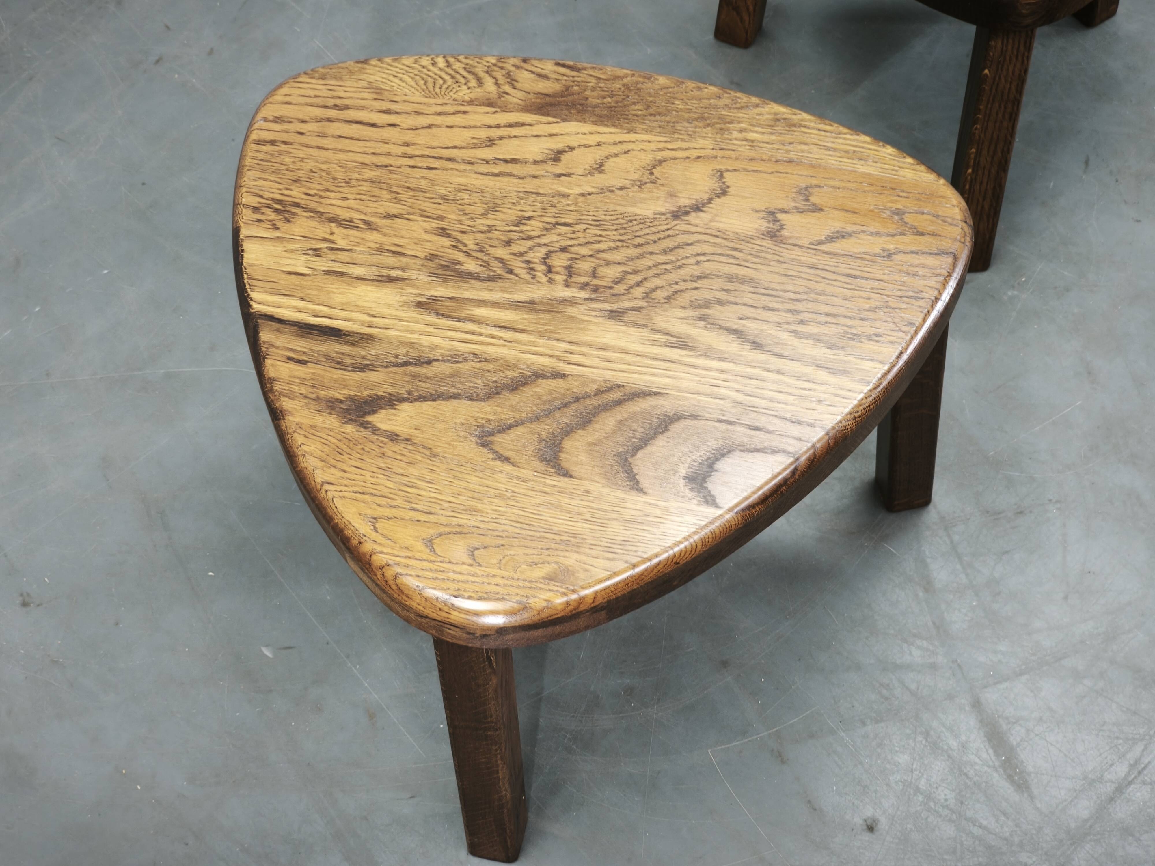 1960s Czechoslovak Mid-Century Solid Oak Nesting Tables, Set of Three