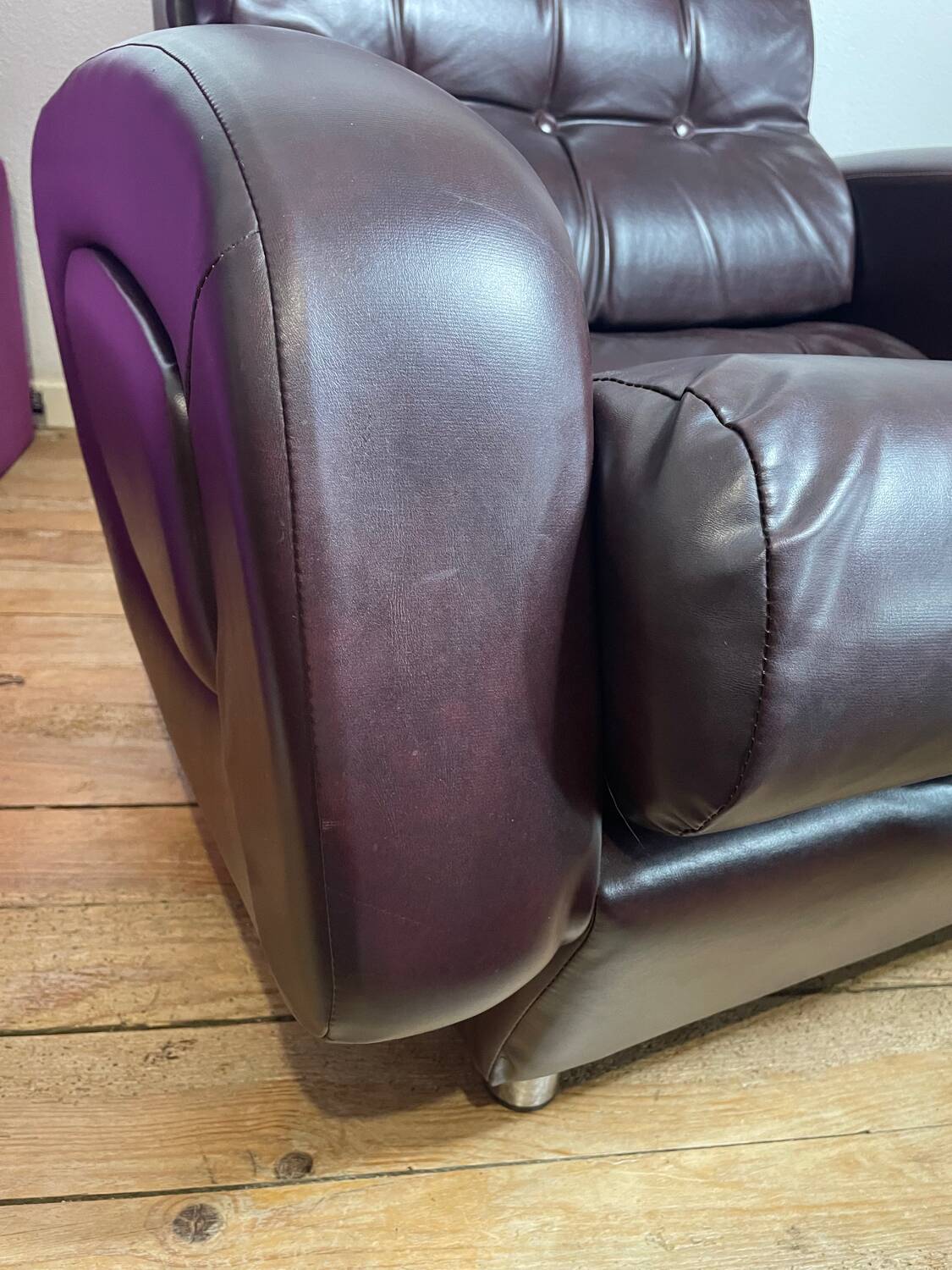Vintage lounge chair in imitation leather from the 70s