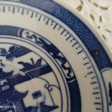 Set of 8 tea cups and sub-cups décor blue Asian landscape