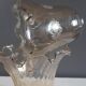 2 tulip globes ruffled, amber silkscreened decoration white - vintage 1970