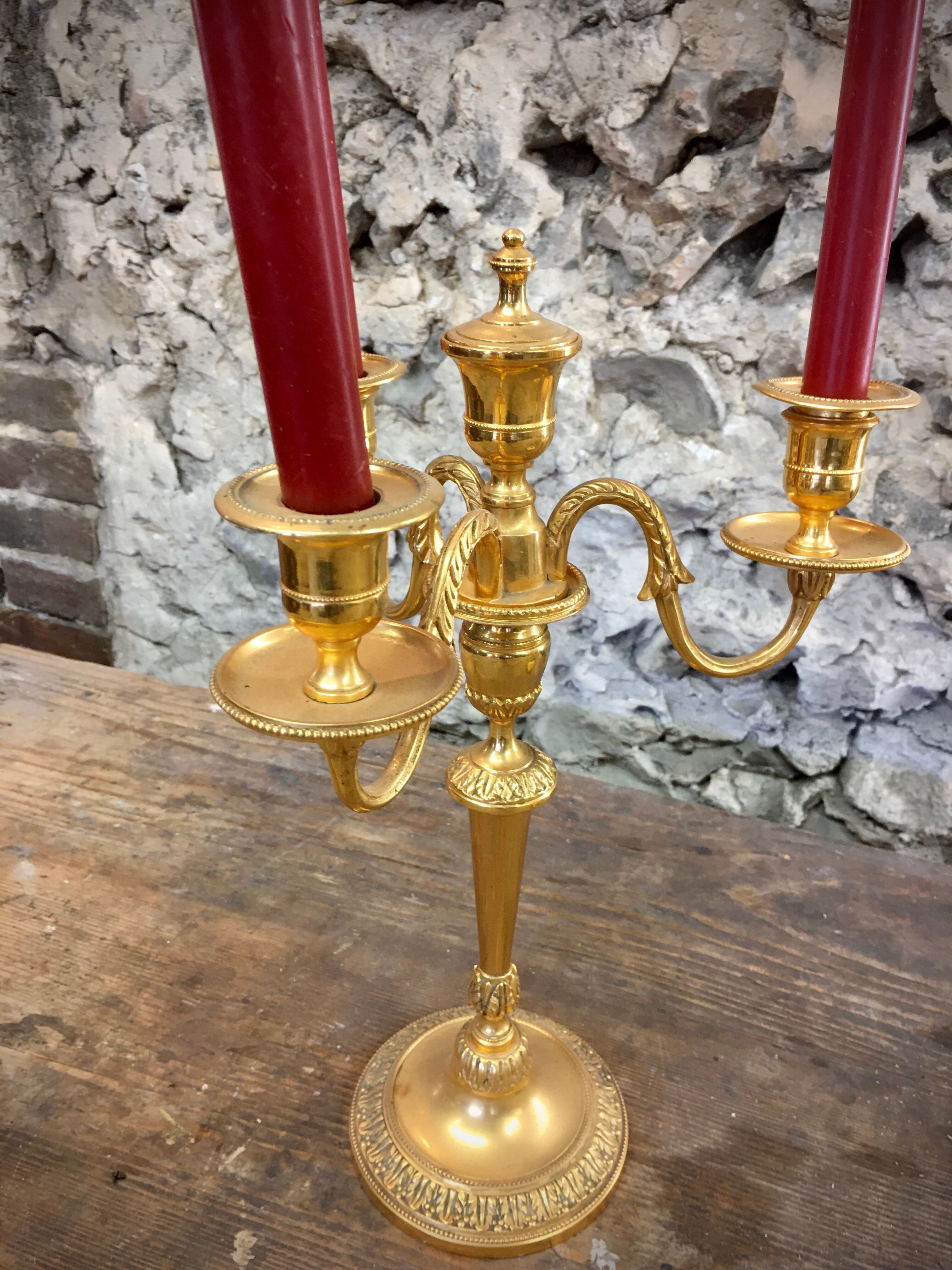 Pair of 3-branch candlesticks