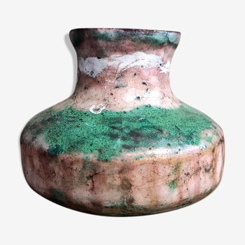 French vintage enamelled metal vase