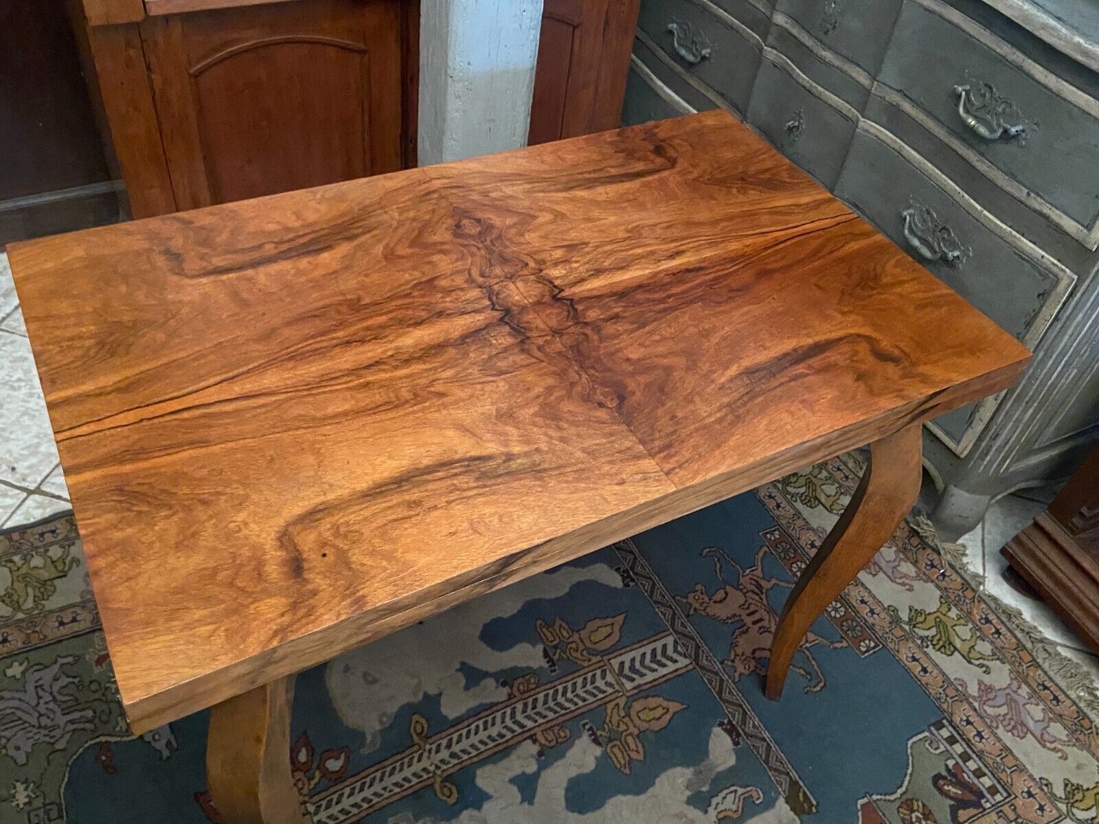 Table console tray wallet walnut sofa back design Vintage 1950
