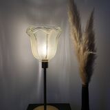Table lamp with an antique translucent lampshade, art deco style