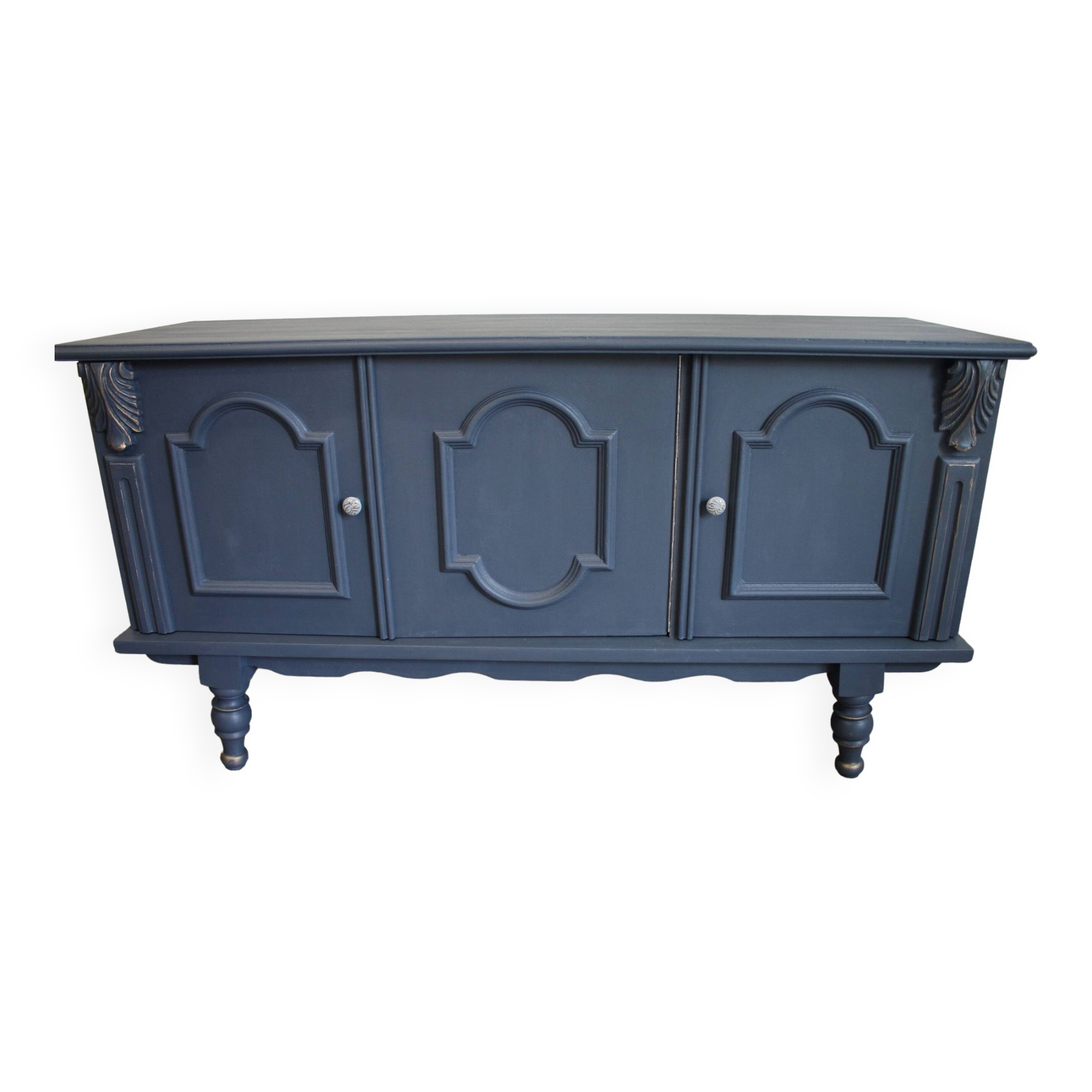Blue and gold 3-door sideboard