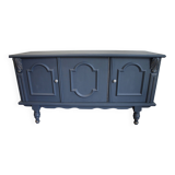Blue and gold 3-door sideboard