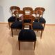 Biedermeier Shovel Chairs in Walnut, Roots Veneer, South Germany, 1845, Set of 6