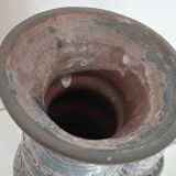 Blue glazed terracotta vase and candle holder