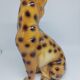 Polychrome terracotta jaguar Vintage 1970s.