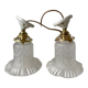 Pair of tulip wall lamps in molded glass on porcelain support 20s
