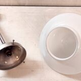 Suspension style Bauhaus métal chromé et globe opaline - années 20/30