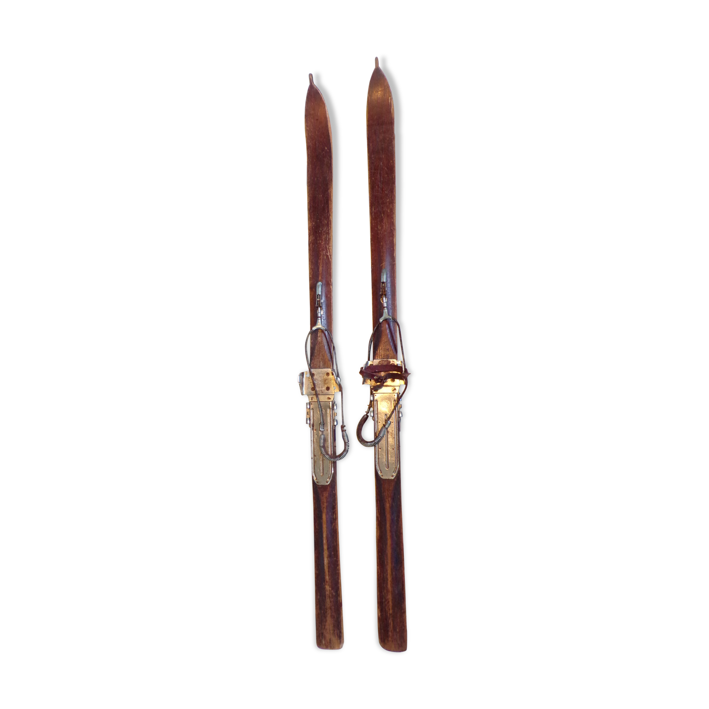 Pair of vintage wooden skis 1.50m